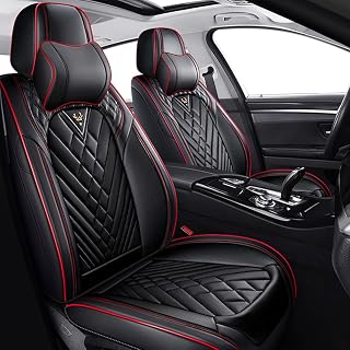 Car Seat Covers for Toyota Corolla 1999-2026, Premium Nappa Leather Waterproof & Anti-Slip, Full Coverage Customized fit Toyota Corolla Seat Covers Front Set (2 Seats Luxury,Black-Red)
