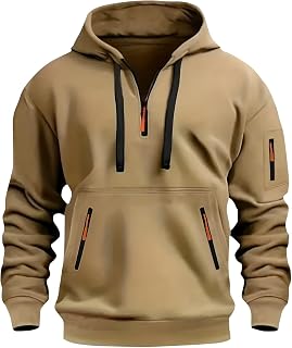Men's 1/4 Zip Long Sleeve Hoodie Sweatshirt with Pockets
