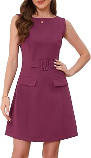 Allegra K Work Dress for Women Boat Neck Sleeveless Business A Line Dresses
