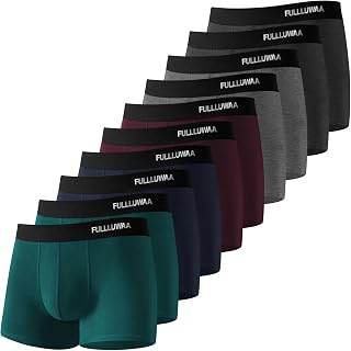 Fullluwaa Men's Cotton Boxer Shorts Pack of 10, Soft Elastic Waistband | Men's Cotton Boxer Shorts, Comfortable and Sweaty, Soft Cotton, Adjusted, Ultra Soft Elastic Waistband, Daily