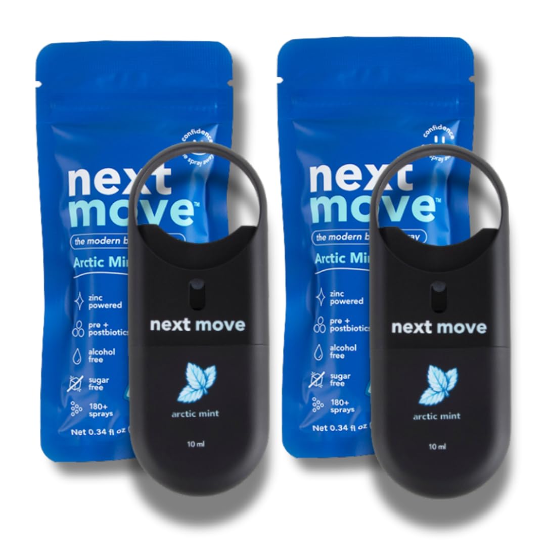 Next Move Zinc Breath Spray, Arctic Mint, 2 Pack (10 mL Each) - Sugar-Free, Alco