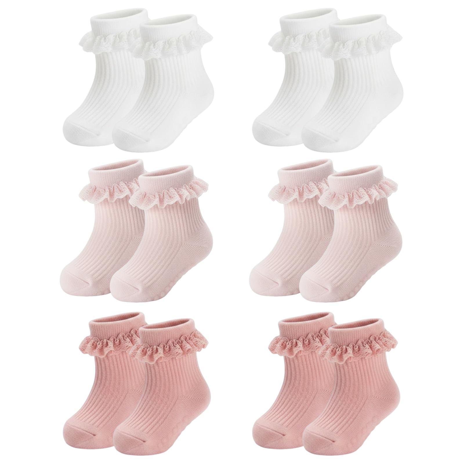 HDFHDF 6 Pairs Socks Kids Baby Girls Anti Slip Floor Spring and Autumn Cotton Le