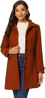 Allegra K Women's Winter Classic Coat with Pockets Single Breasted