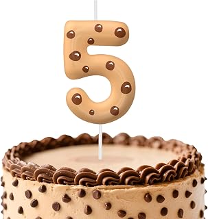 Number 5 Birthday Candles, Cookie Candles for Birthday Decorations, 5th Candle Cake Topper for Boys Girls Party Decorations, Monster Themed Cake Decor Supplies