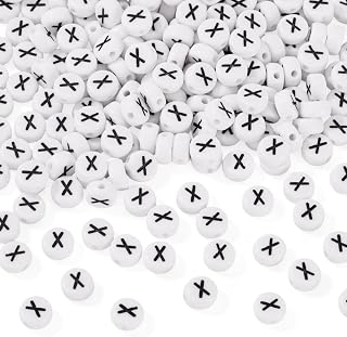 500pcs Flat Round Acrylic Alphabet Beads Opaque White Spacer Beads for Friendship Bracelet Necklace Earrings DIY Jewelry Making, 7x4mm