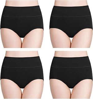 wirarpa Women's Cotton High Waist Underwear Briefs Elastic Boxer Briefs Flat Stomach