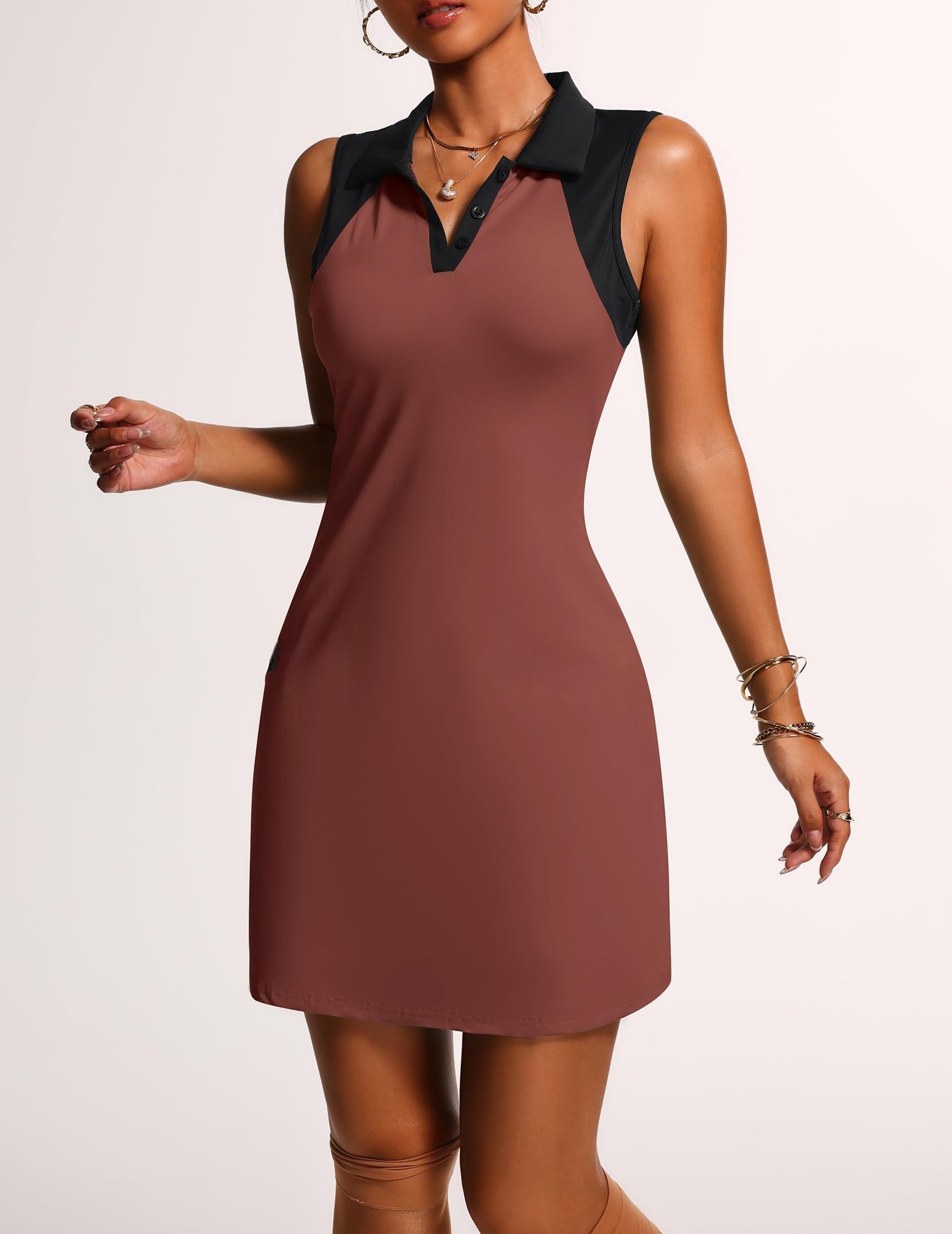 Women's Sleeveless Golf Tennis Dress with Collar Quick Dry Athletic Polo Lightwe