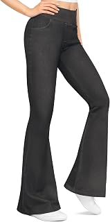 Flared Jeans High Waist Leggings Women Bell Bottom Stretch Pockets Leggings