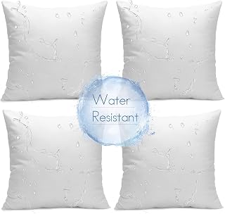 Ashler Outdoor Pillows, 18 x 18 Waterproof Pillow Inserts Set of 4 | Throw Pillow Inserts for Patio, Waterproof, Hypoallergenic, Water Resistant, Indoor Outdoor Decorative