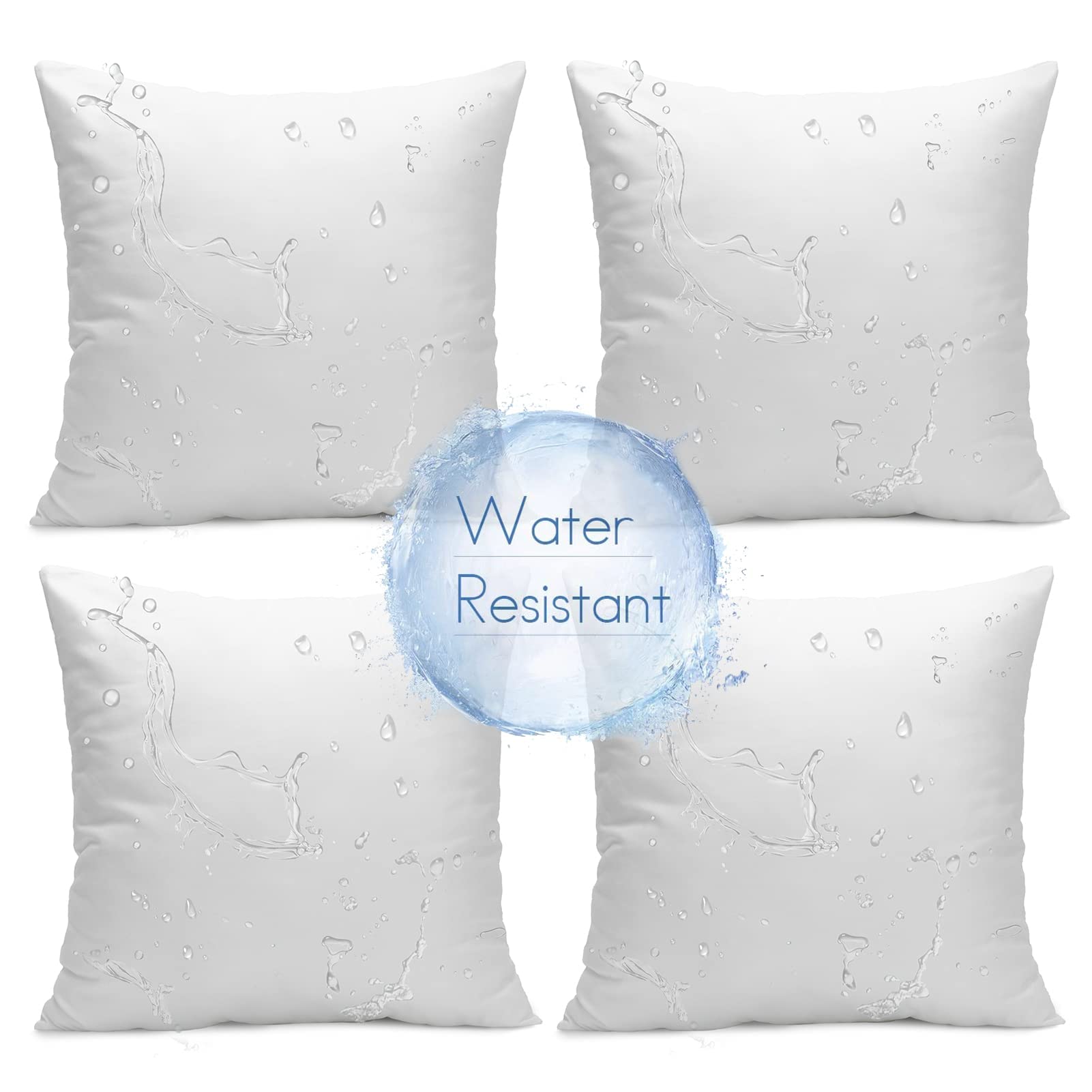 Ashler Outdoor Pillows, 18 x 18 Waterproof Pillow Inserts Set of 4 | Throw Pillo