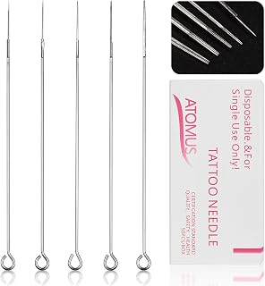 ATOMUS 50pcs Mixed Tattoo Needles 1RL 3RL 5RL 7RL 9RL Disposable Assorted Sterilized Professional Round Liner Tattoo Needles (Mixed)