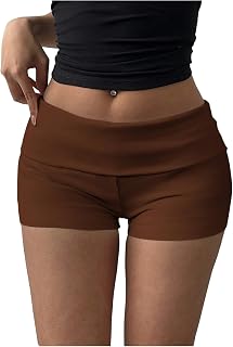Verdusa Women's Fold Over Micro Shorts Y2k Booty Mini Short