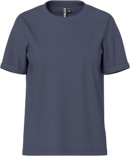Pieces Pcria SS Fold Up Solid Tee Noos BC Women's T-Shirt (Pack of 1)
