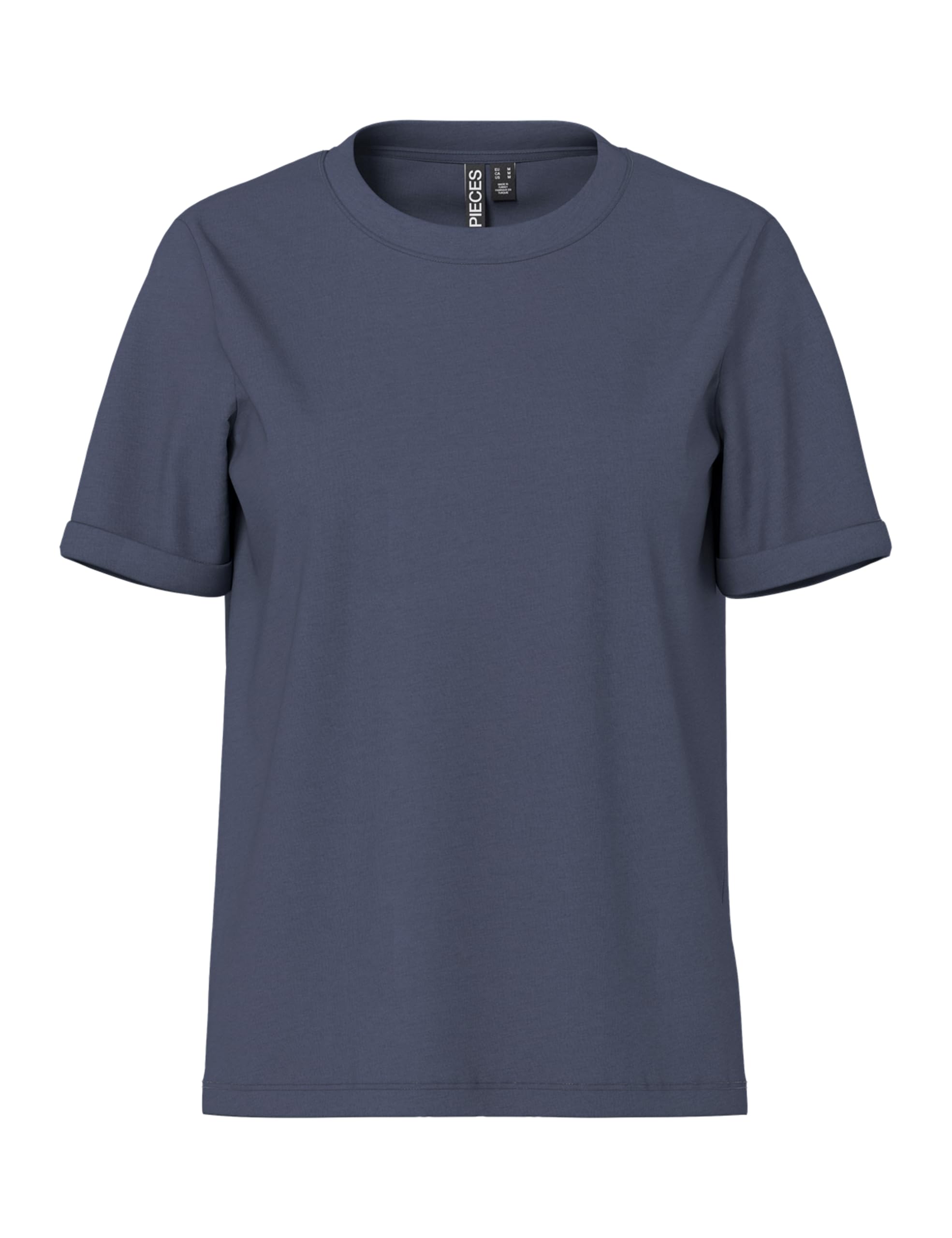 Pieces Pcria SS Fold Up Solid Tee Noos BC Women's T-Shirt (Pack of 1)
