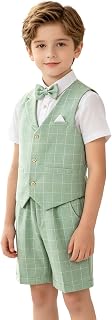 LOLANTA Set of 4 Children's Ceremony Summer Dress with Vest Trousers Shirt and Bow Tie for 2-12 Years