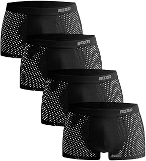 BOXR Men's Bamboo Boxer Briefs Pack of 4 – Soft, Breathable and Comfortable – Men's Underwear for Everyday and Sports (S-3XL)