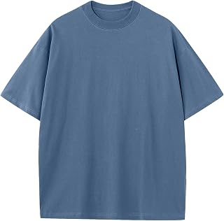 Men's Oversized T-Shirts Heavyweight Cotton Tee Crew Neck Short Sleeve T Shirts Loose Fit Basic Essential Soft Classic Tees