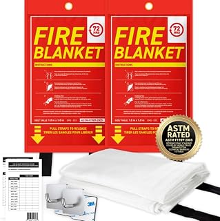 72HRS Fiberglass Emergency Fire Blanket Survival Kit 40"x40" (1.0×1m, 2PC) | Fire Extinguisher Blanket, Fire Blanket Canada, Essential Fire Safety Tool for Cooking, Camping or for Home & Kitchen