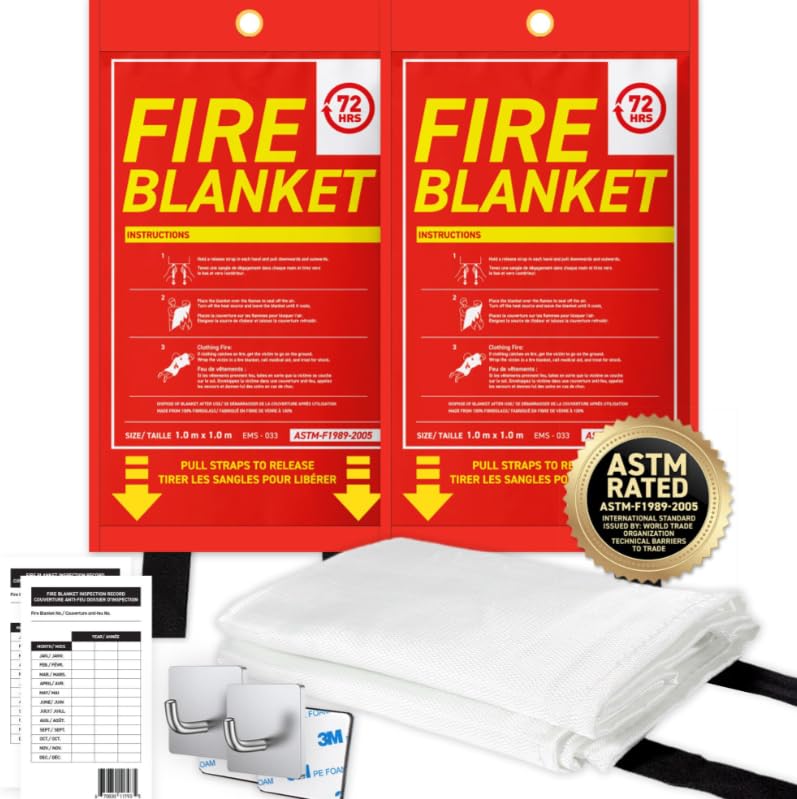 72HRS Fiberglass Emergency Fire Blanket Survival Kit 40"x40" (1.0×1m, 2PC) | Fir