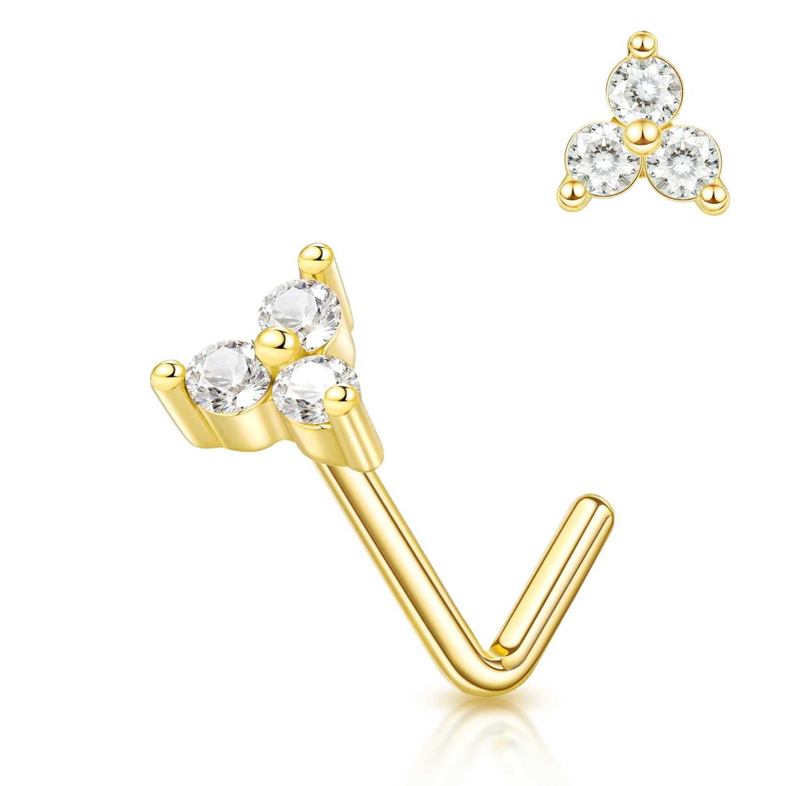 Nose Rings Studs for Women, 20G Gold Silver Nose Studs Hypoallergenic Surgical S