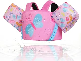 Gogokids Toddler Swimming Float Vest, Arm Bands Kids Swim Vest with Shoulder Harness Baby Floats Swimming Training Jacket for 1-6 Years / 11-30 kg Boys Girls Perfect for Pool, Learn to Swim and Beach