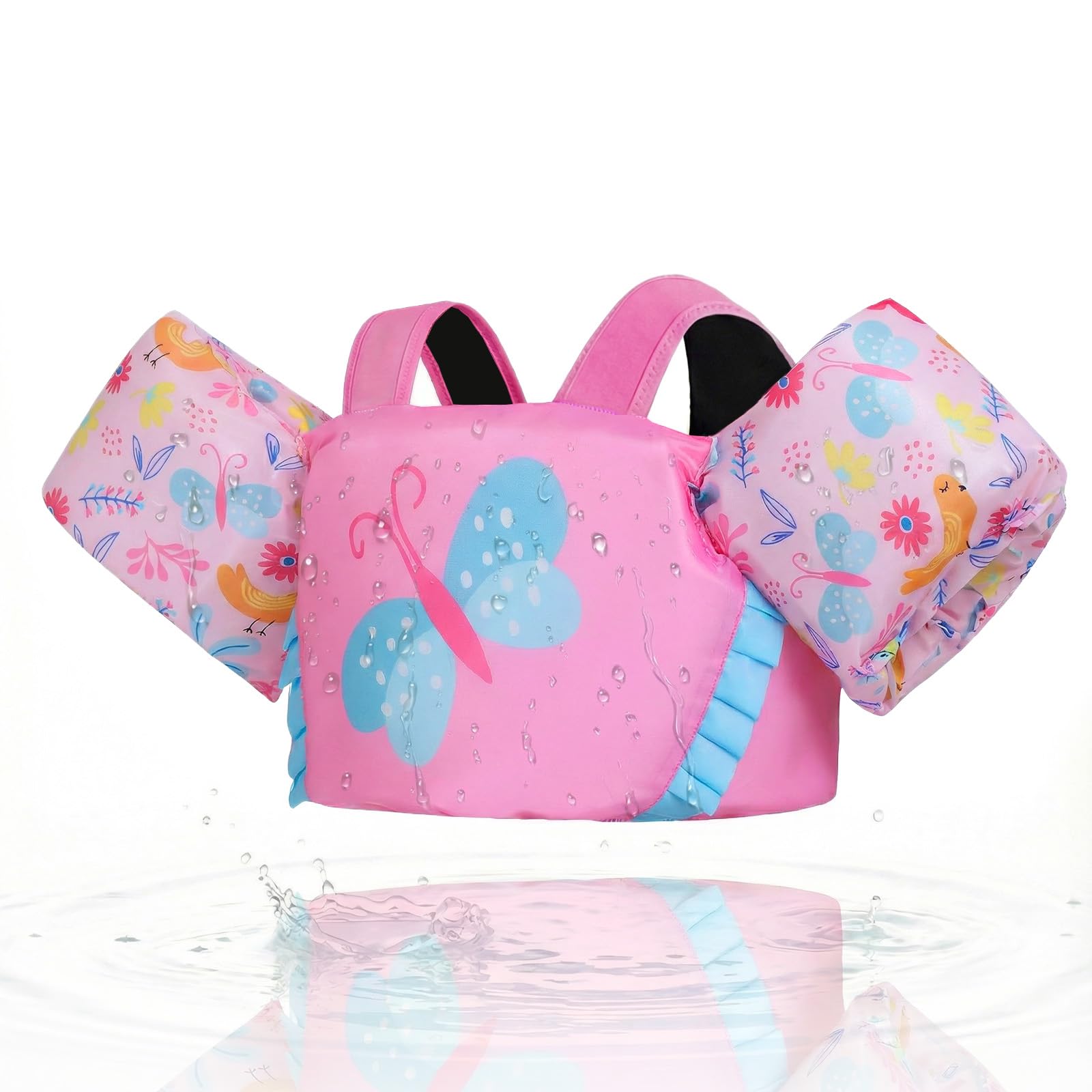 Gogokids Toddler Swimming Float Vest, Arm Bands Kids Swim Vest with Shoulder Har