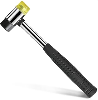 Small Rubber Mallet Hammer, Mini Rubber Hammer for Jewelry, Leather, Crafts | 1 in (25 mm) Double-Sided Soft Face, Rubber and Plastic Replaceable Heads, Stainless Steel Handle with Rubber Grip
