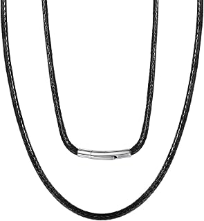 ChainsPro Leather Necklace Cord for Men,Braided Wax Rope Chain for Pendants