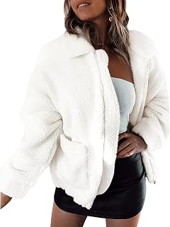 PRETTYGARDEN Women's Fashion Long Sleeve Lapel Zip Faux Shearling Shaggy Oversized Coat Jacket with Pockets Warm Winter