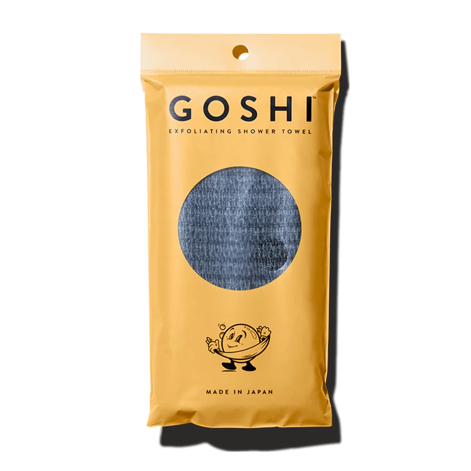 GOSHI Exfoliating Shower Towel - Long Body Scrubber, Grey | rip-resistant, rapid