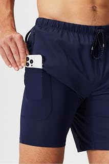 Fabletics The One Men's Shorts (Lined) Training Swim Lightweight Quick Dry Zip Pocket Stretch Fabric