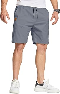 JustSun Men's Summer Shorts with Pockets Lightweight Cotton