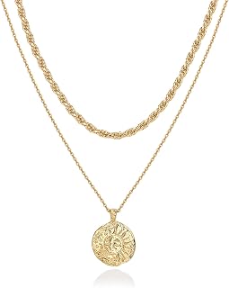 PAVOI Gold Layered Necklaces for Women, 14K Plated Dainty Pendant Stack