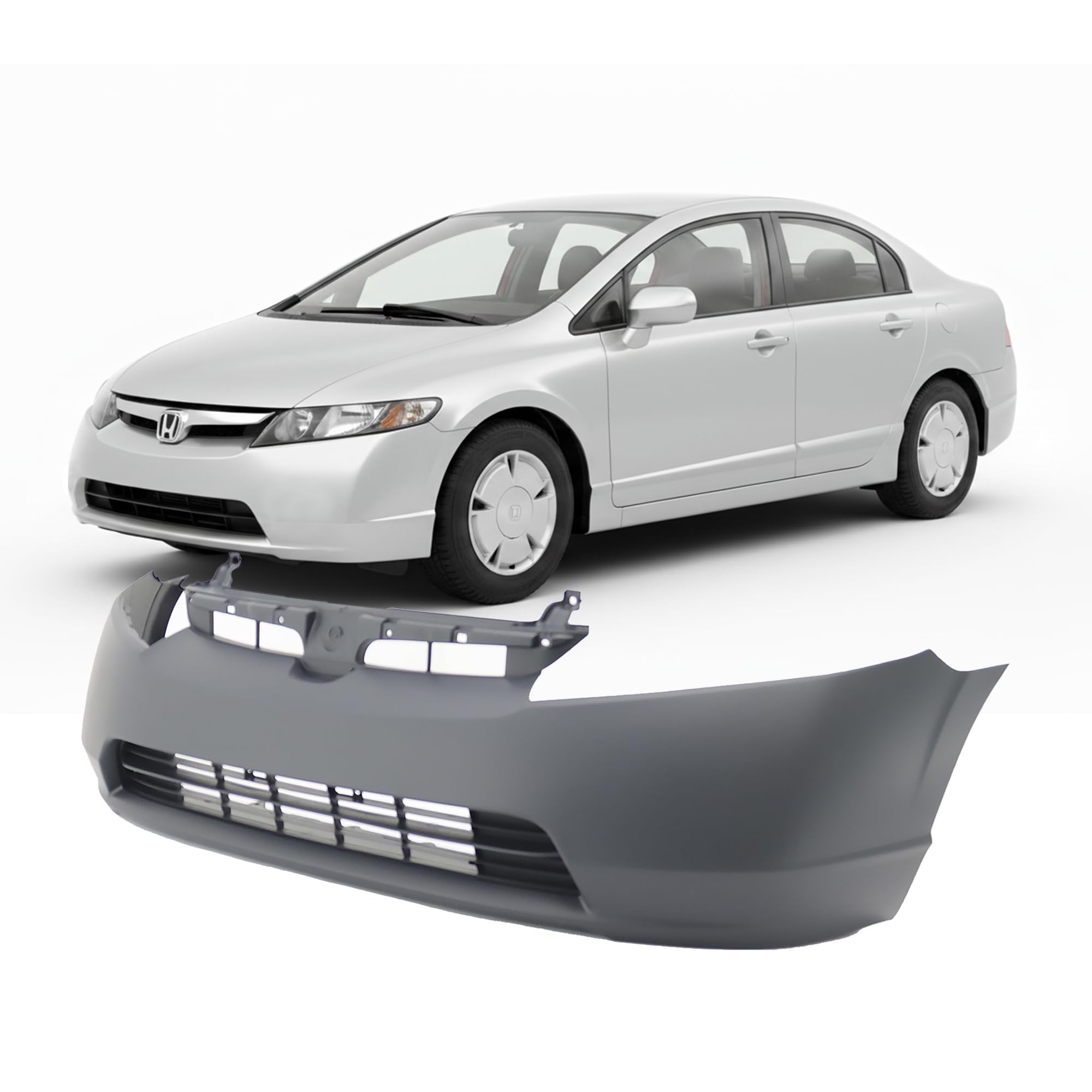 FitParts Compatible with Honda Civic 2006–2008 Front Bumper Cover | Primed, With