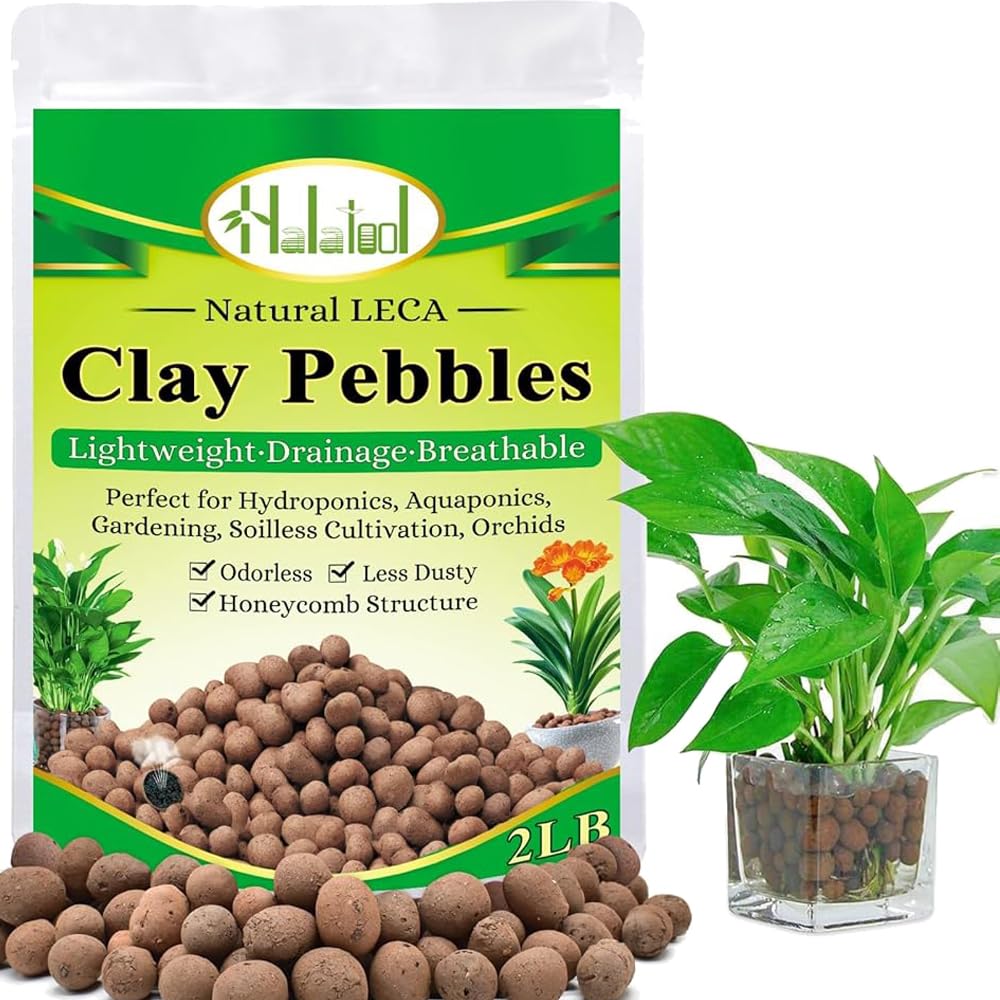 Halatool 2LB Leca Clay Pebbles for Plants, 4-16mm Hydro Balls for Drainage | Reu