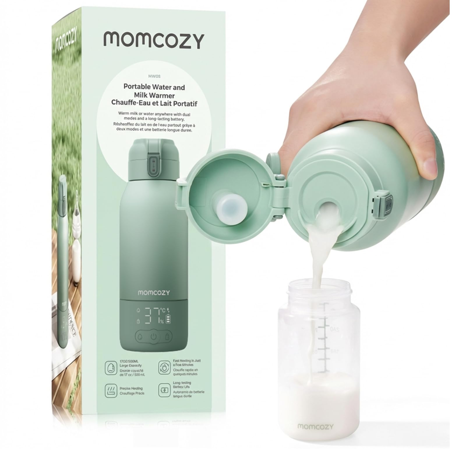 Momcozy Baby Bottle Warmer on the Go Quick Heat | Wireless, Travel & Travel, 500