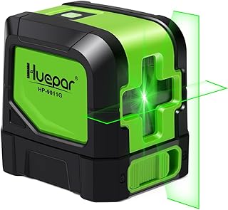 Huepar Laser Level, 100Ft Self Leveling Green Cross Line Laser | Indoor Use for Picture Hanging, Tile, Decoration & DIY Construction – 360° Magnetic Base & AA Battery