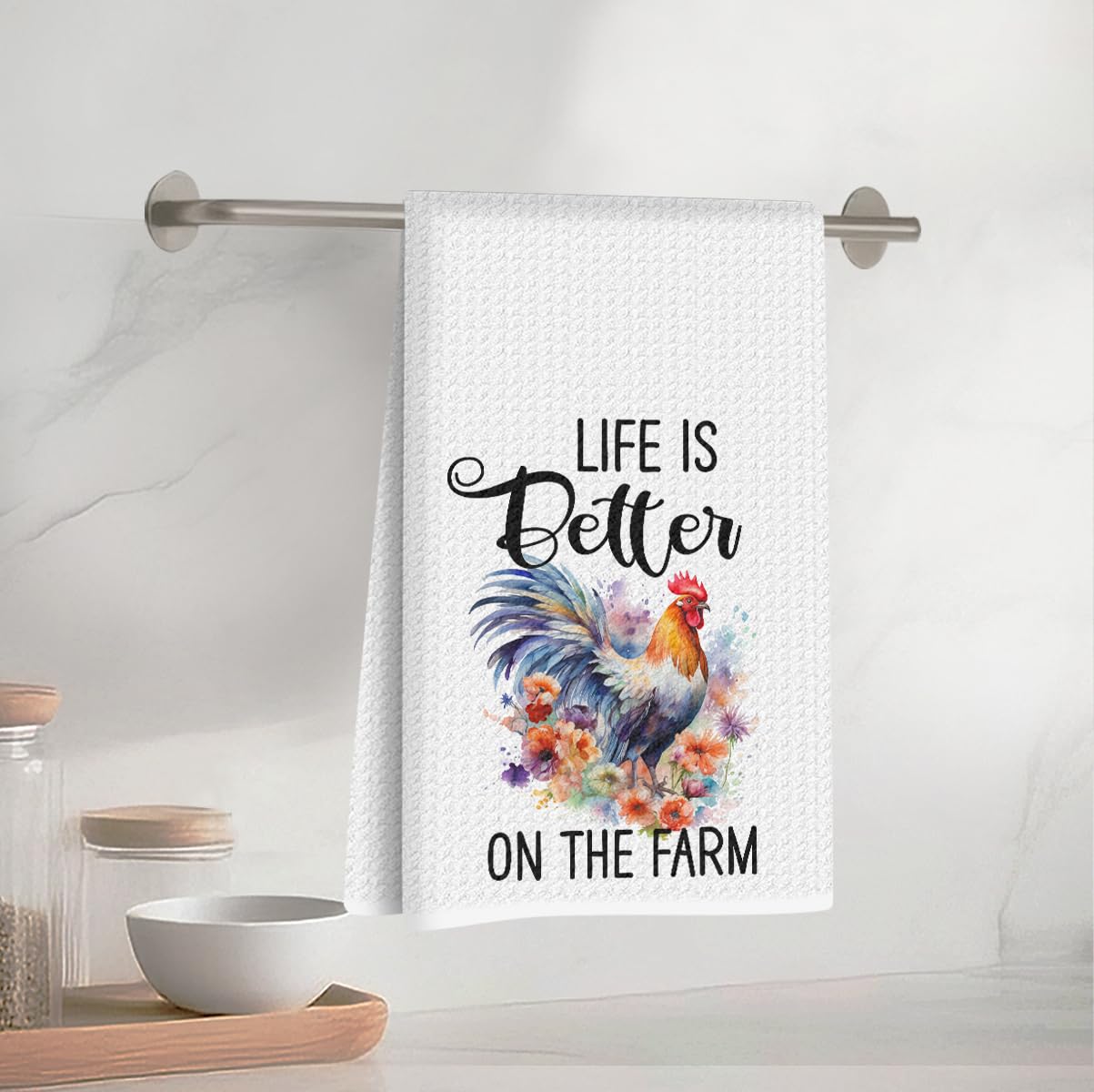 Adorable Chicken Kitchen Tea Towels, Decorative Dishcloths for Tableware, Funny 