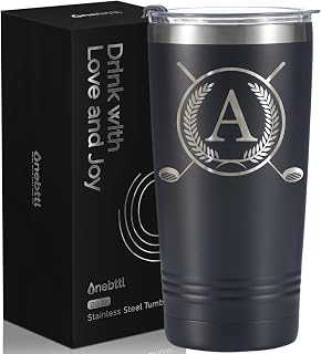 Onebttl Golf Gifts for Men with Initial for Golfer & Golf Lovers, 20oz Travel Mug, Perfect Gifts for Men, Birthday, Christmas - A