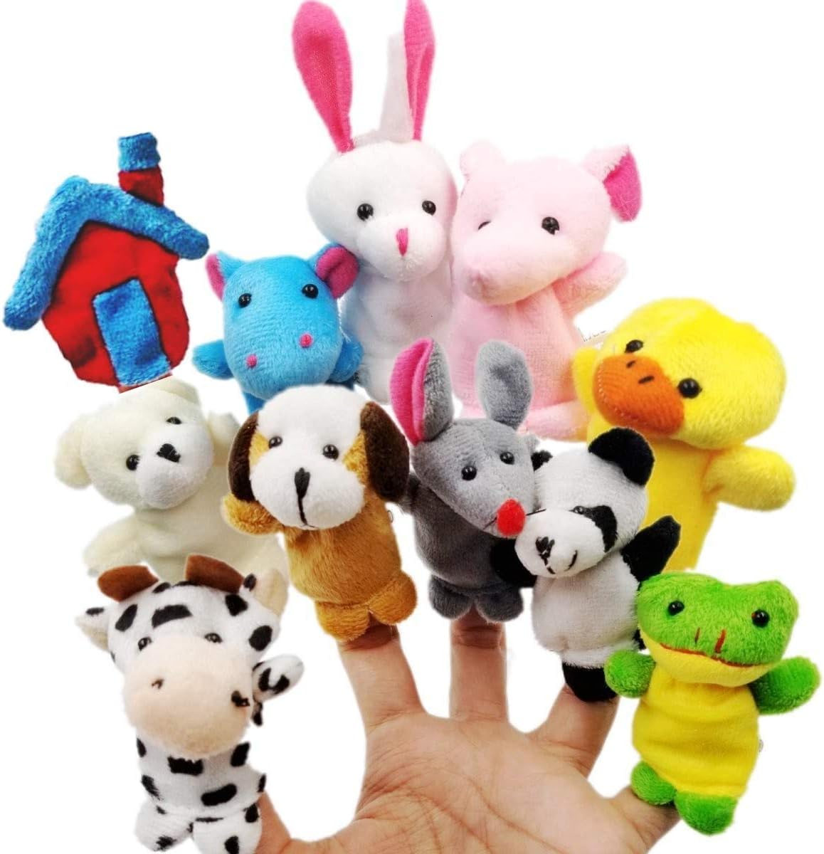 JZK 11 Animal finger puppet set small plush toy animal hand puppet for children 