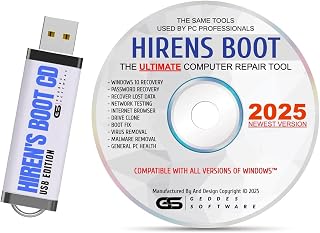 Hiren's Boot CD USB NEW 2024 Edition PE x64 bit Software Repair Tools Suite Hirens Boot Latest Version 16.3 Best PC Computer Repair Recovery Win 7, 8, 8.1 and 10 DVD and USB