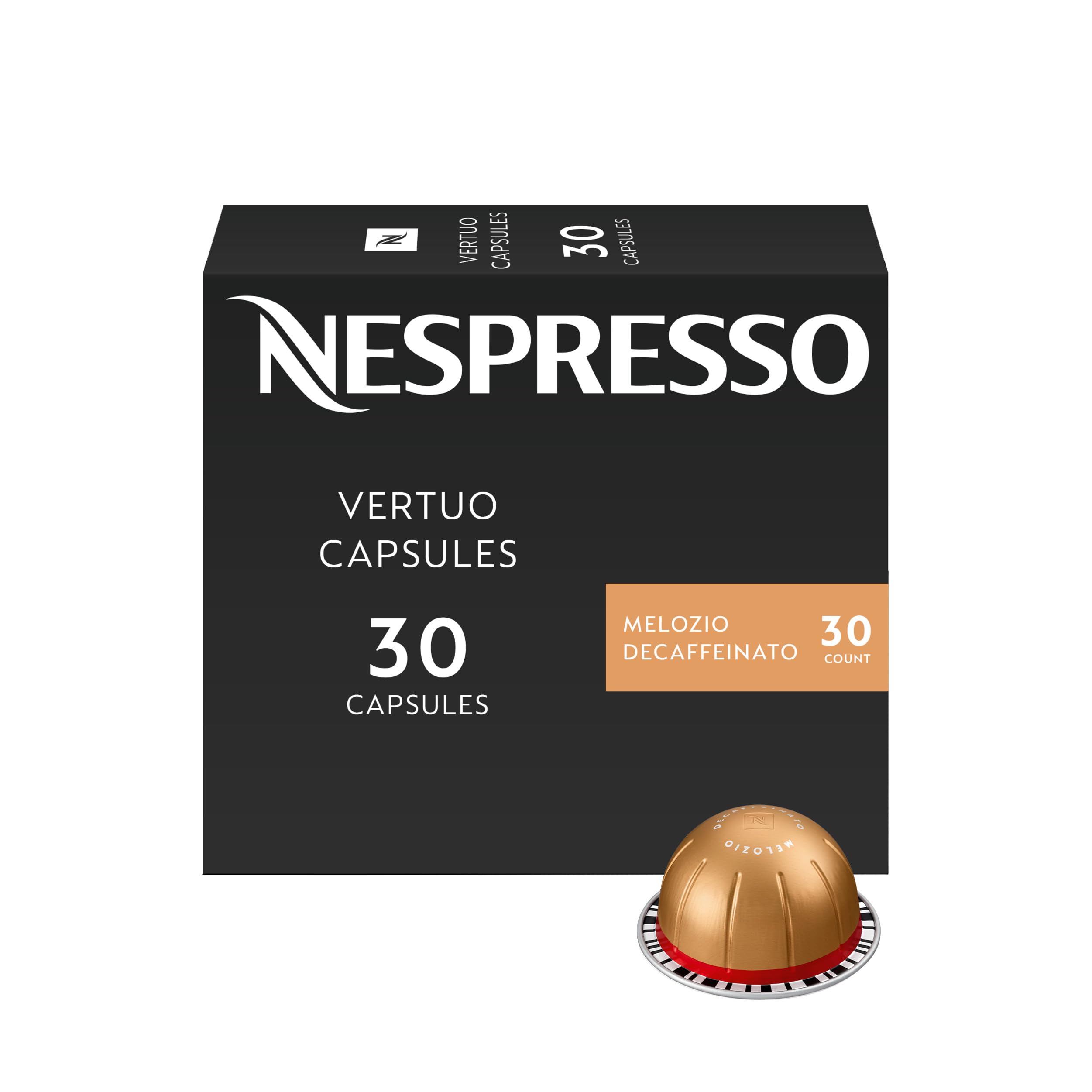 Nespresso Vertuo, Melozio Decaf, Medium Roast, 30-Count Espresso Pods | Decaf Me