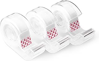 Amazon Basics Matte Finish Tape with Dispenser, Invisible Tape, 3/4" x 300"(8.33 Yards), 3-Pack