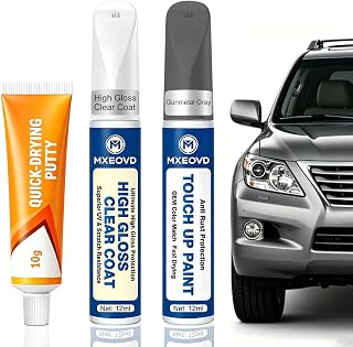 Gunmetal Gray for Car Touch Up Paint Kit, All-in-One Car Paint Scratch Repair Kit with Fast Dry Putty and Glossy Clear Coat,Easy At-Home Car Scratch Restoration