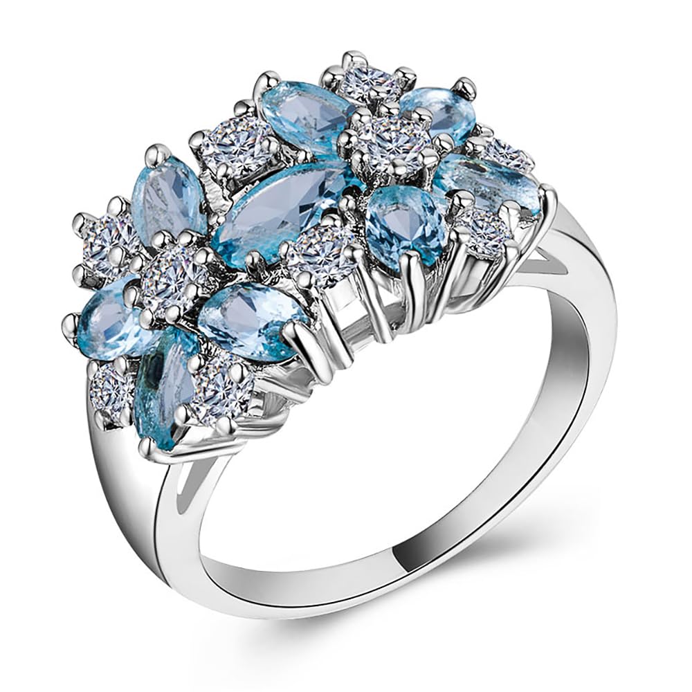 Aesthetic Luxury Flower CZ Ring Female Anniversary Party Jewellery
