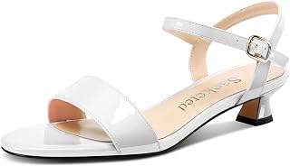 Saekcted Women Kitten Low Heel Open Toe Strappy Ankle Sandals Slingback Buckle Dress Shoes Casual Party Summer 3CM Heels