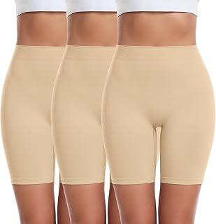 FRESBEIT 3 Pack Slip Shorts for Women Under Dress Comfortable Smooth Boyshorts Panties Biker Shorts