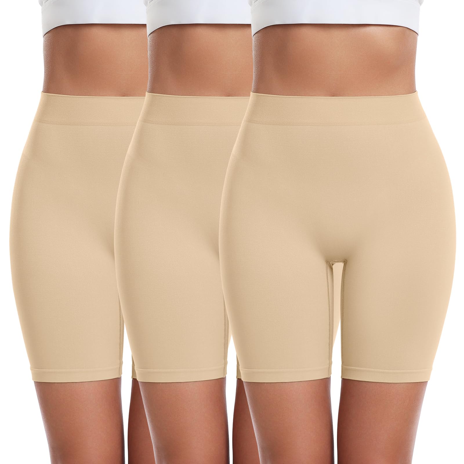 FRESBEIT 3 Pack Slip Shorts for Women Under Dress Comfortable Smooth Boyshorts P