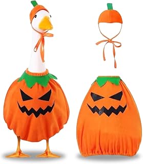 Porch Goose Outfits for 23 Inch Lawn Ornaments Halloween Yard Decor | Pumpkin Washable Fabric Cute Spring Summer Outdoor Garden Apparel Funny Accessories Garden Patio Decor