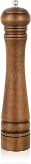 1Pack Wood Pepper Grinder, XWXO 10 Inch Salt Mill Pepper Shaker | Pepper Mill with Adjustable Ceramic Rotor - Oak Wood Pepper Grinder for Your Kitchen